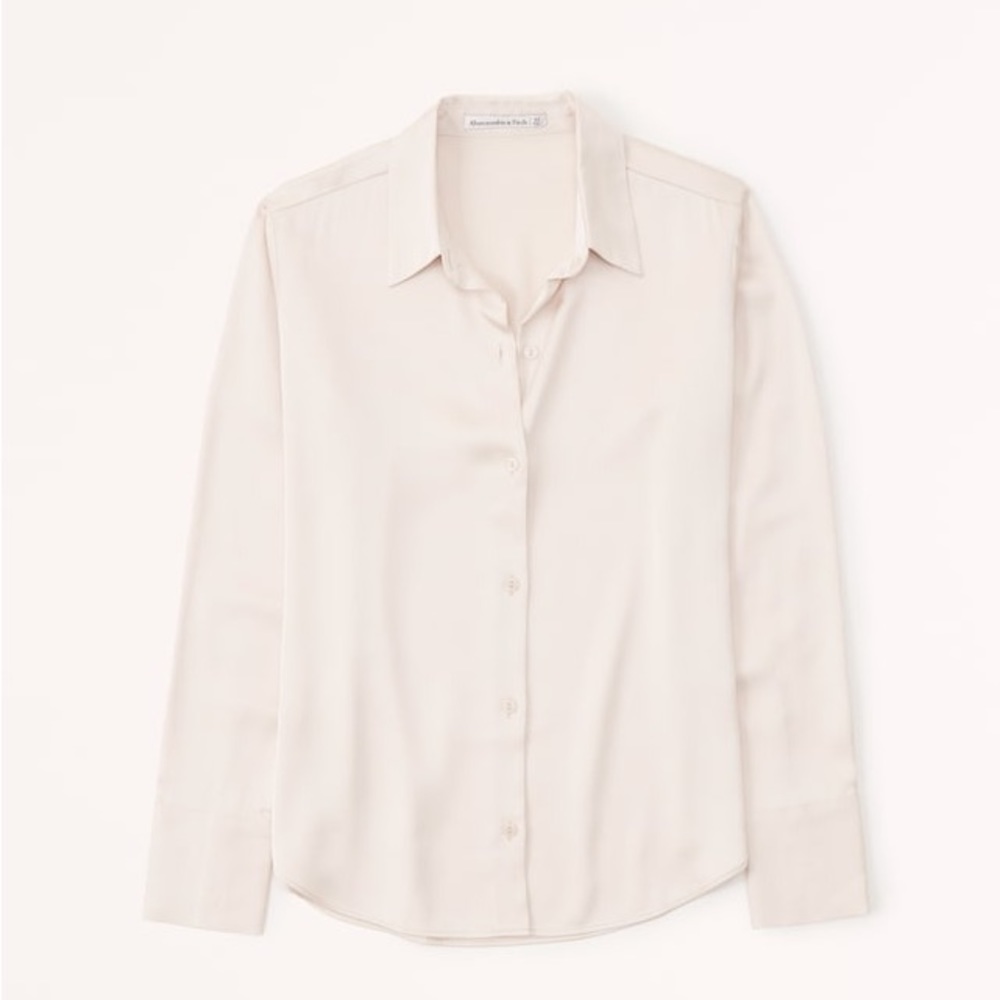 Abercrombie - Long-Sleeve Satin Button-Up Shirt - Size Small